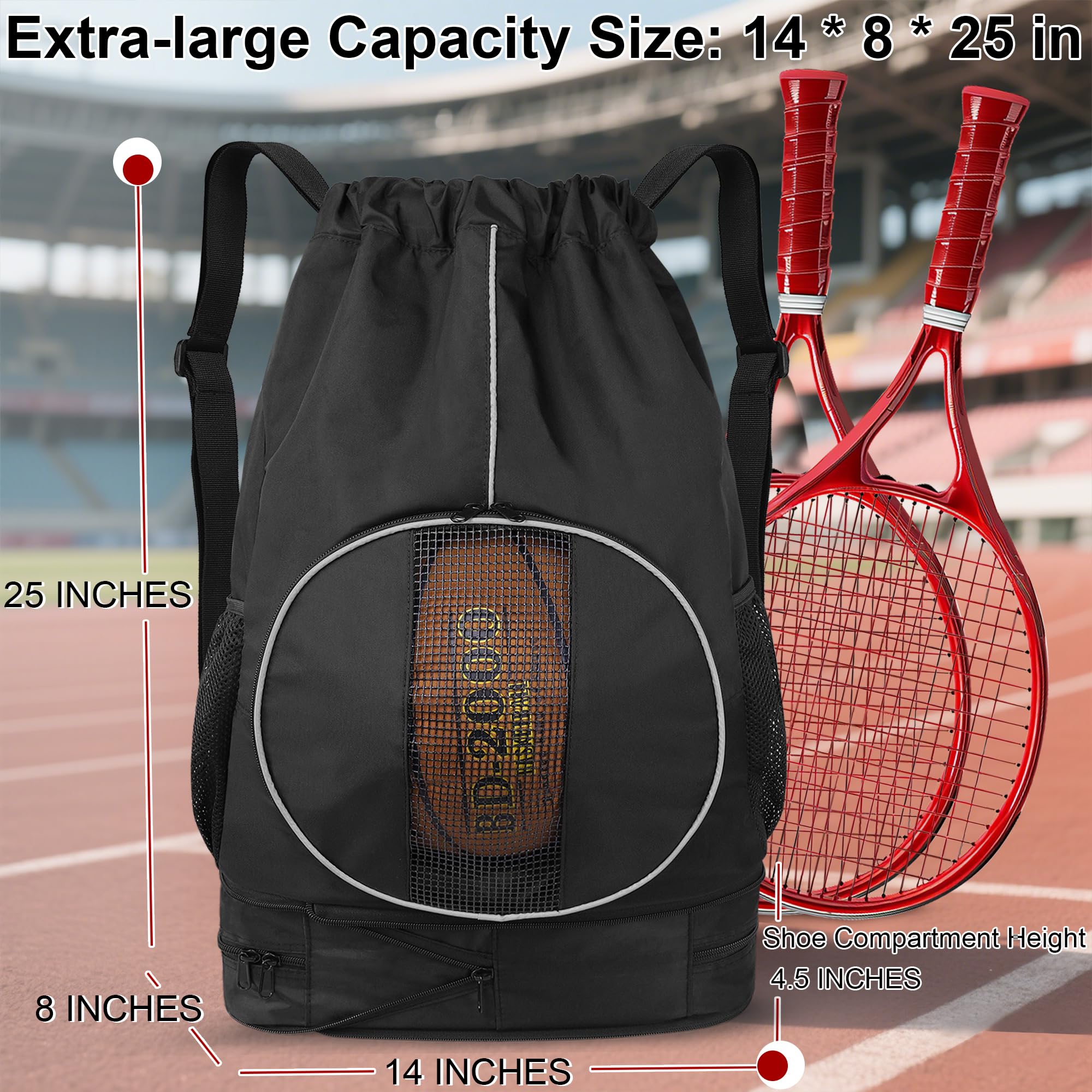 Sports drawstring bag side view slim lightweight gym backpack