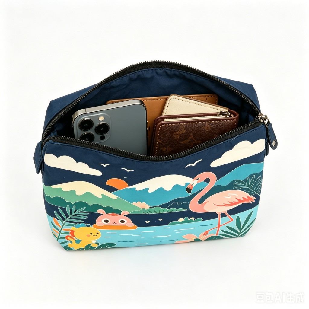 Hawaii zipper pouch front view aloha tropical print cosmetic bag