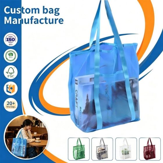 Mesh Hollow Tote Bag — Large Beach Toy Storage Handbag