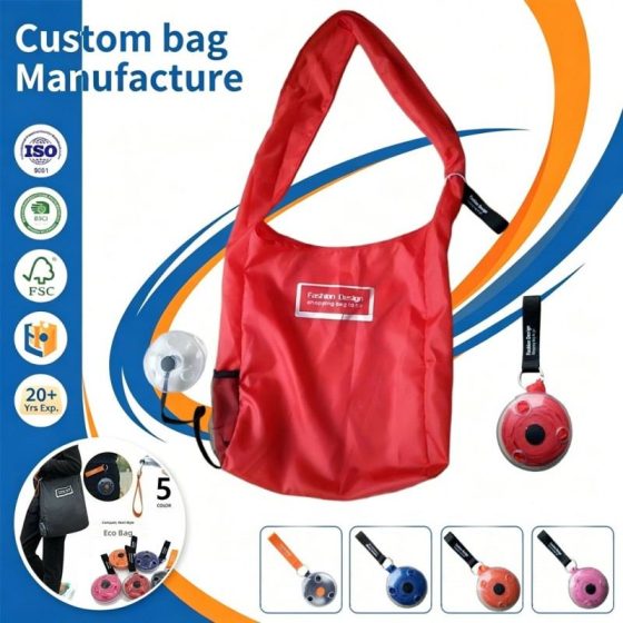 Retractable Eco Bag — Custom Keychain Shopping Bag Wholesale | Weihuang Textile