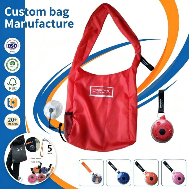 Retractable Eco Bag — Custom Keychain Shopping Bag Wholesale | Weihuang Textile