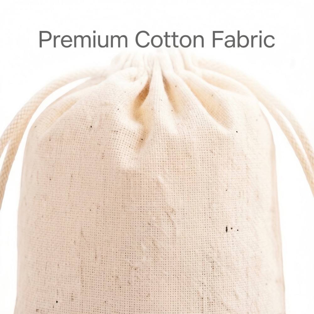 Premium natural cotton canvas fabric of custom cotton drawstring bag
