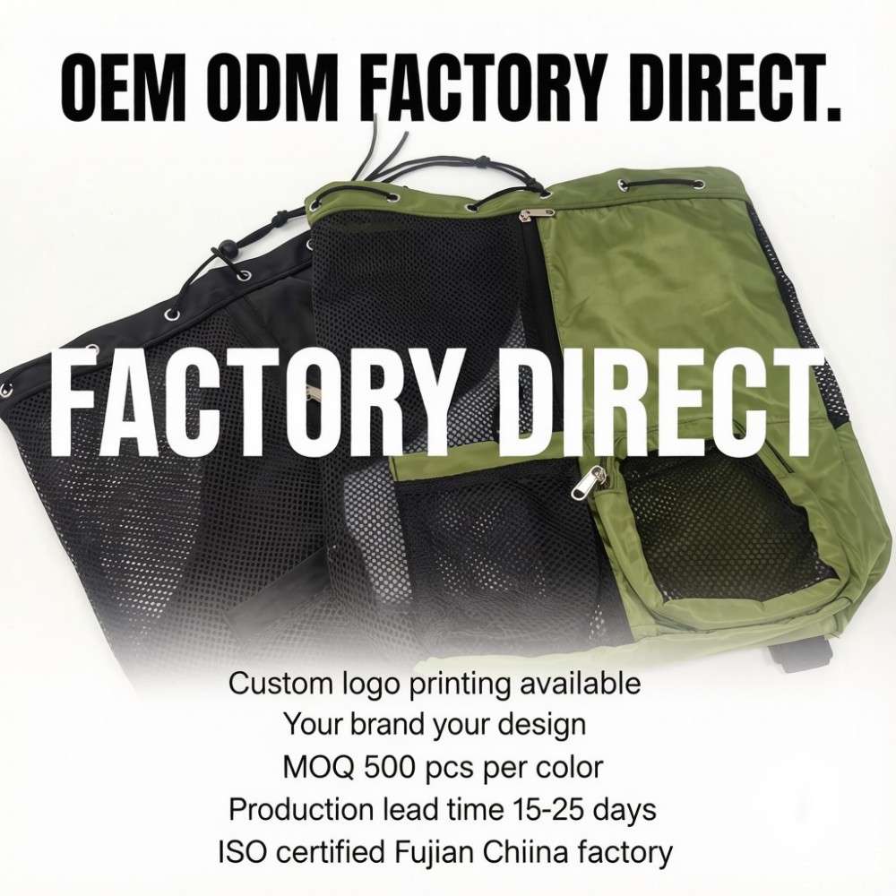 Custom logo gym mesh drawstring bag OEM ODM factory direct printing options